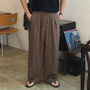 正韓夏日休閒質感褶襉涼爽抽繩寬褲 6色 YUPPIE 預購商品 0525