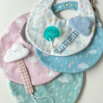 【 Laukku.u 】雨天圍兜 附雲朵奶嘴鍊