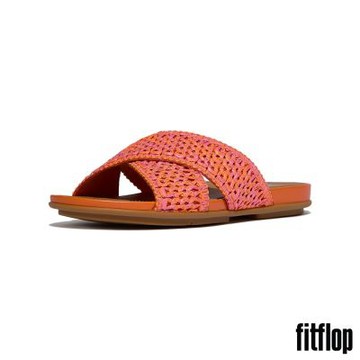 【FitFlop】GRACIE 編織交叉涼鞋-女(蜜柑色/粉混色)