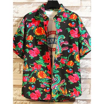 加肥加大號胖哥特大碼肥佬襯衣350斤東北大花夏季寬松短袖男襯衫