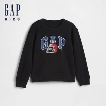 【GAP】兒童寬鬆版Gap Logo大學T-黑色(910629)
