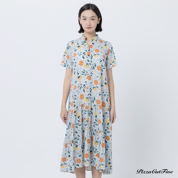 [涼感洋裝]藤蔓小花立領短袖連身洋裝 PizzaCutFive PCF262485189
