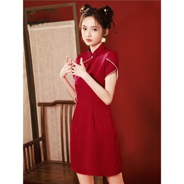 紅色旗袍新款2025夏季高考改良年輕款少女旗開得勝新中式小個子