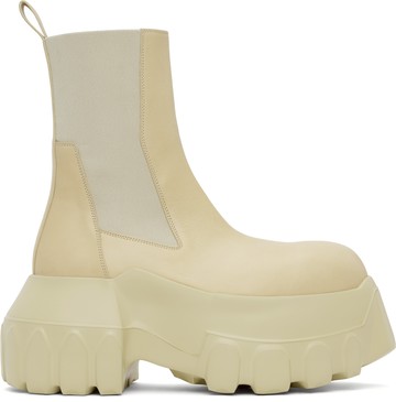 Rick Owens 米色 Hollywood Beatle Mega Tractor 切尔西靴