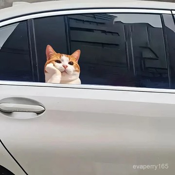 🍀臺灣出貨🍀3D夢幻貓咪託腮子車貼裝飾電動車摩託創意個性防水貼創意遮擋蓋裝禮物