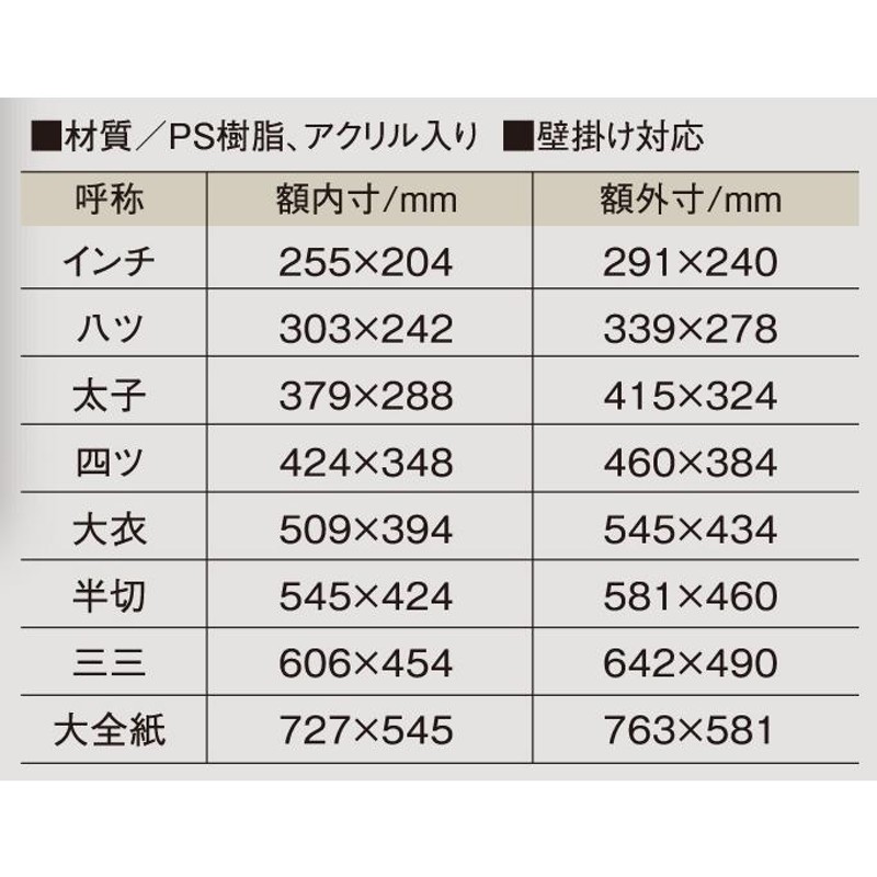 デッサン用額縁 アクリル SF250 半切 ミルクティー ジンジャー ミント