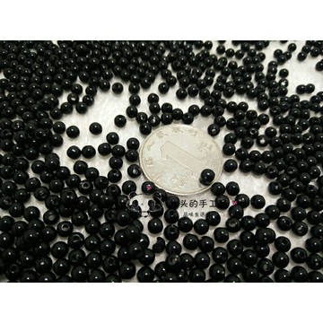 精品仿珍珠DIY穿珠散珠服裝輔料混規格不掉皮ABS塑料圓珠有孔黑色