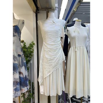 韓版秋季新款通勤風十三行文藝氣質無袖重工刺繡名媛淑女連衣裙女