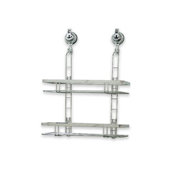 環保電鍍強力吸盤多用途雙層活動置物架