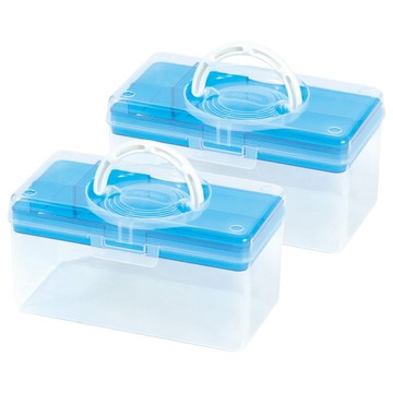 livinbox 月光系列手提箱 透明外殼易於收納 環保PP材質耐用 分離式內盒 工具/文具/醫藥/化妝箱  顏色隨機  250 x 137 x 129mm  2個