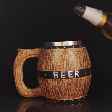 外貿爆款德國不銹鋼木桶啤酒杯創意大容量扎啤酒桶杯個性酒吧用品