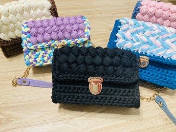 手工編織小方包-高雅黑