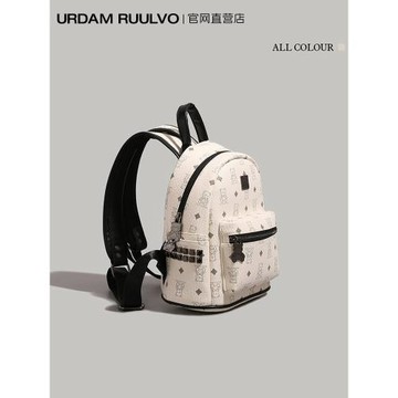 U&R高級感小熊印花雙肩包2026夏季新款女大學生書包百搭通勤背包