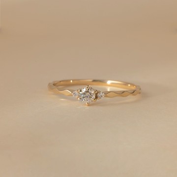 【 ARTE WHITE】K10 許諾鑽石光澤切割戒指