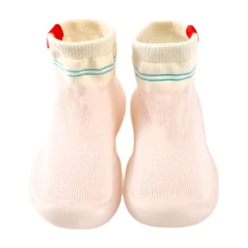 兒童款寬頭防滑透氣膠底學步鞋 高筒  24~25(14.5cm)  粉白拚色