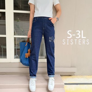 SISTERS 微笑九分小男友牛仔褲/S-3L(女下著/牛仔褲/寬褲/顯瘦/褲子/丹寧)