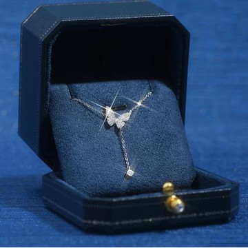 韓版ins風飾品時尚鎖骨鏈蝴蝶流蘇鑲鉆吊墜925純銀項鏈女跨境批發