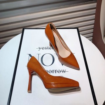 歐美新款性感尖頭細跟防水臺走秀鞋女百搭工作鞋顯瘦高跟宴會單鞋