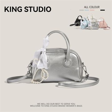 韓國手提保齡球包包女2025新款潮時尚貝殼包百搭單肩斜挎包小方包