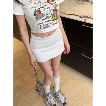 麻頭MATOU老錢風網球俱樂部白色性感短裙夏季ins顯腿長包臀半身裙