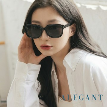 【ALEGANT】韓風簡約時影黑TR90幾何窄方框偏光墨鏡/UV400太陽眼鏡