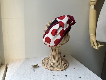 畫畫白底紅圓-日式綁帶髮帶ヘアバンド