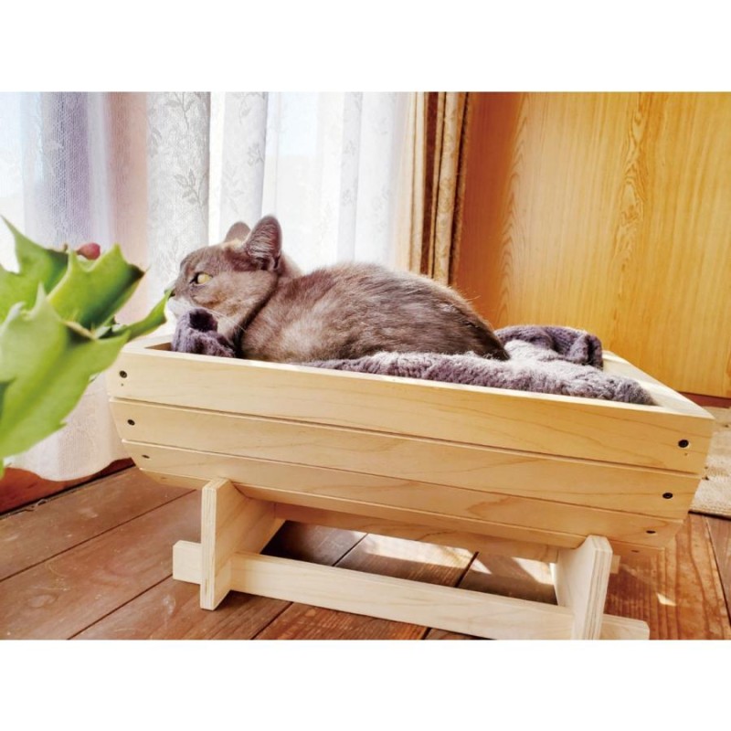 国産 ねこ樽 ネコベッド 日本製 ヒノキ製 無垢 天然木 猫用品ベッド 