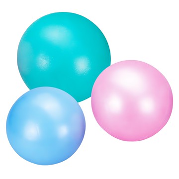 台灣橋堡皮拉提斯球3件組，最高等級防爆設計，優越止滑效果，附吹管和球塞，可水洗，安全無毒耐用  20/25/30cm  藍色 + 粉色 + 綠色