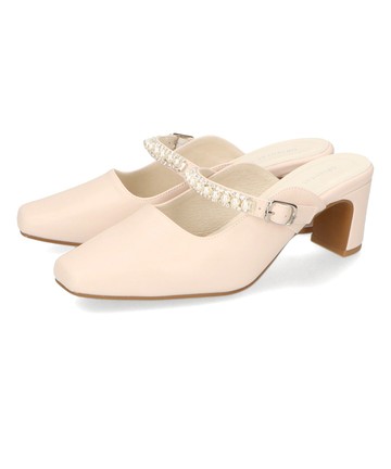 輕奢珍珠繫帶高跟穆勒鞋 (41121)