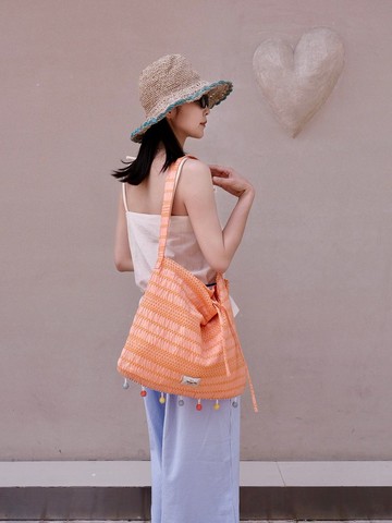 可愛彩虹糖 可斜挎多巴胺夏日串珠包  元氣橙