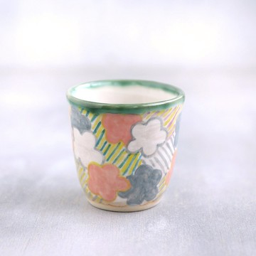 梅花散斜線畫杯/灰