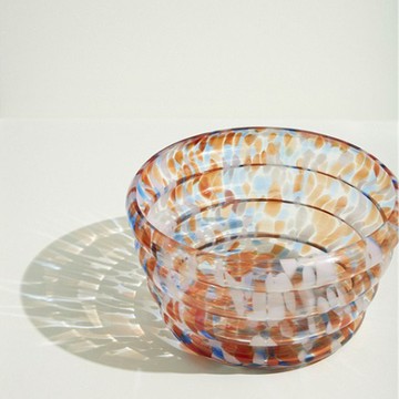 【Hübsch】 彩色波浪造型玻璃碗 水果碗