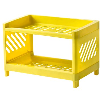多功能桌面置物收納盒 Set 2 24.5x15.5x15cm PP材質 中國製  黃色  2層