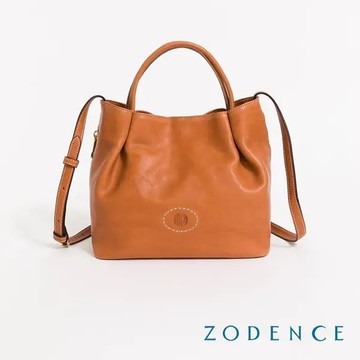 【ZODENCE】HAN義大利植鞣革抓皺2way包-經典駝