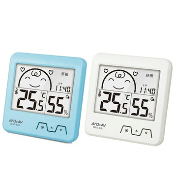 【聖岡科技Dr.AV】GM-851愛計較 三合一 日式超大螢幕 溫濕度計(顏色隨機 舒適度檢測 時鐘 溫度計 溼度計 可立/掛)