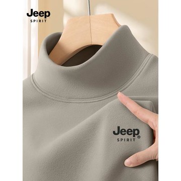 JEEP SPIRIT吉普打底衫男款冬季2026新款半高領T恤男德絨男士冬裝