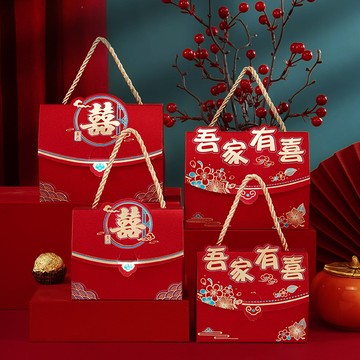 【桃園出貨】結婚糖盒高級喜糖盒寶寶滿月伴手禮包裝盒婚禮訂婚喜糖袋