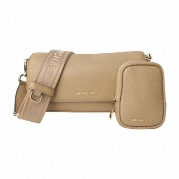 MICHAEL KORS 鵝卵石紋皮革附小包斜背包(駝色)