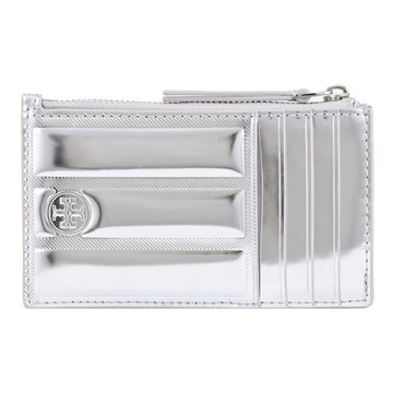 TORY BURCH 154961 立體方塊造型拉鍊卡片包/零錢包.亮銀