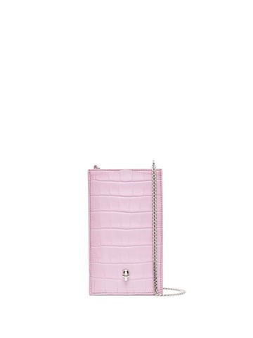 Alexander McQueen - crocodile-effect phone bag - women - Calf Leather - One Size - Pink