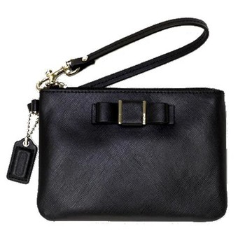 COACH 黑蝴蝶結防刮皮小手拿包-展示福利品(現貨+預購)