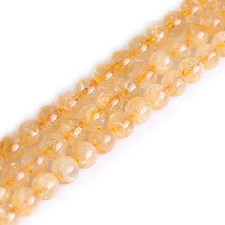 GEM-Inside Genuine Citrine Gemstone Loose Beads Natural 10mm Round Yellow Energy Stone Power Beads for Jewelry Making 15"