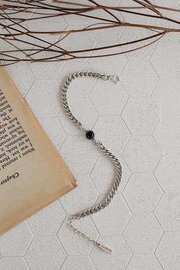 畢業禮物 七夕 午夜爵士純銀手鍊(黑瑪瑙) 復古個性鎖鏈 中性禮盒