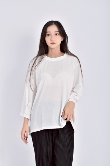 (XL) 素面白色長袖上衣