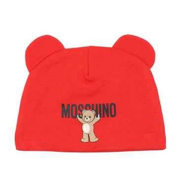 MOSCHINO Kids 小熊耳朵紅色毛帽