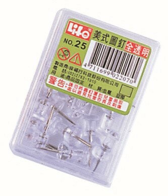 LIFE 金徠福 美式圖釘 全透明25支入 NO.25