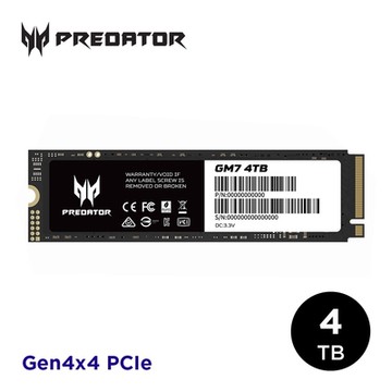 Acer Predator GM7 4TB M.2 2280 PCIe Gen4x4 SSD固態硬碟(公司貨)