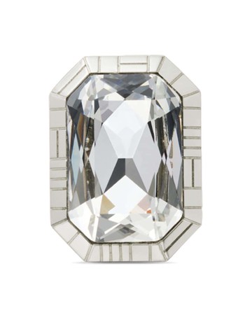 Versace - Greca Quilting crystal-embellished ring - women - Metal - 17 - Silver