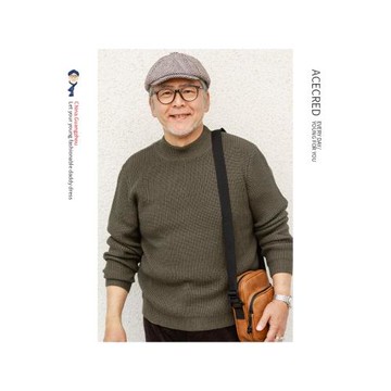 爸爸秋冬季加厚保暖毛衣中老年人男裝針織毛衫中年顯年輕爺爺線衣