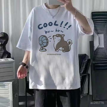 【時尚男裝】夏季新款港風短袖T恤男百搭ins學生印花寬鬆潮流五分袖情侶上衣潮